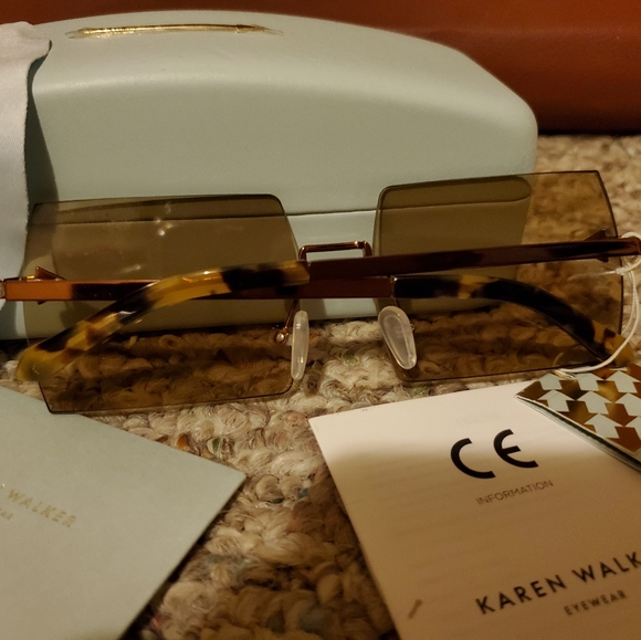 NWT KAREN WALKER The Bird 180176 Light Brown Rectangular Frame Tinted Sunglasses main image 8